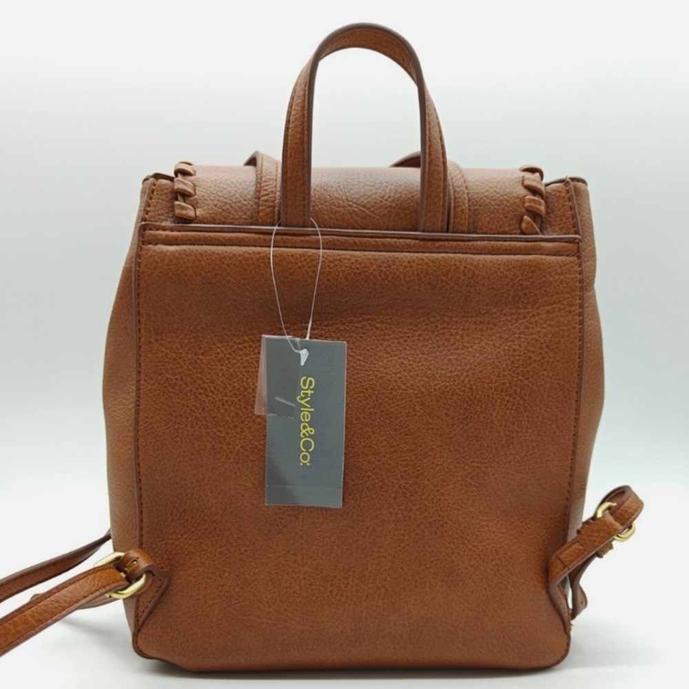 Women’s Style & Co Whipstitch Tortoise Shell Backpack Bag - Picture 5 of 7